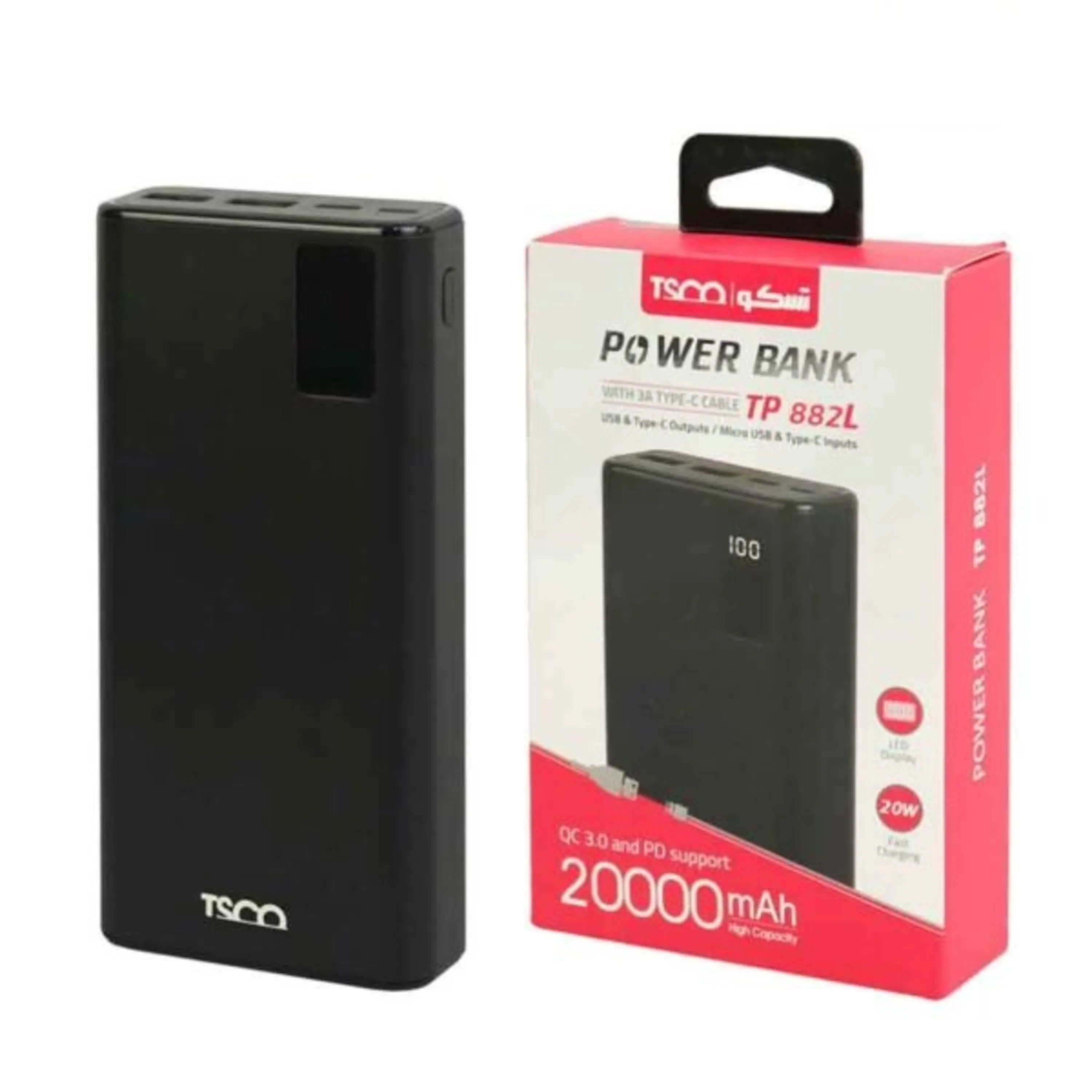 پاور بانک فست شارژ 20000 تسکو TSCO TP 882L QC3 PD 20W پاور بانک فست شارژ 20000 تسکو TSCO TP 882L QC3 PD 20W